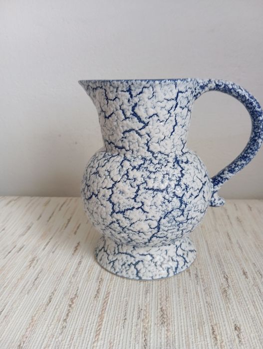 Dzban ceramiczny Gres des Neiges vintage niebiesko-biały 20 cm