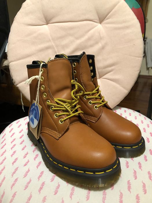 Зимові черевики Dr. Martens з натуральної коричневої шкіри з хутром