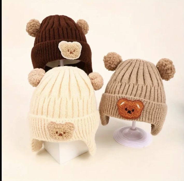 Вʼязані шапочки для немовлят на зиму