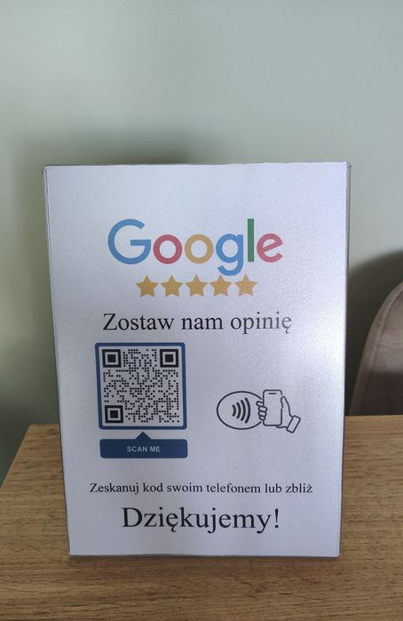 Stand stojak do Zbierania Opinii Google moja firma QR i NFC + Gratis!