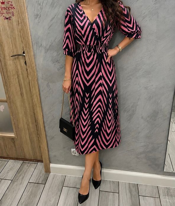Sukienka 40 42 midi kopertowa elegancka