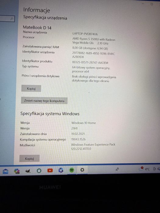 Laptop Huawei MateBook D14