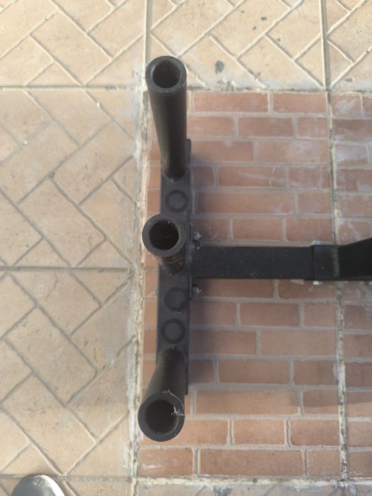 Kit musculação completo 152kg + suporte de discos + halteres + bloqueadores