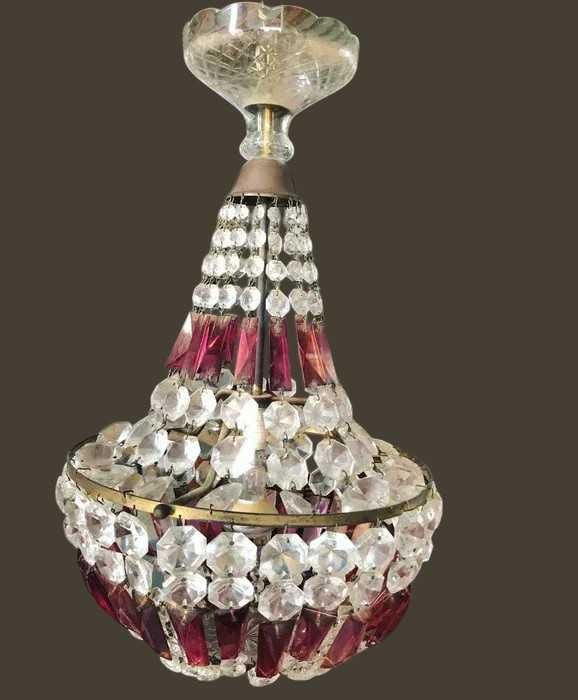 Italian Crystal Basket Chandelier, muito bom estado