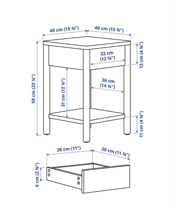 Duas mesas de cabeceira Tonstad Ikea