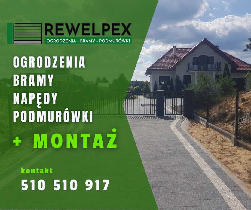 Ogrodzenie panelowe, podmurówka, montaż brama siatka płoty z montażem