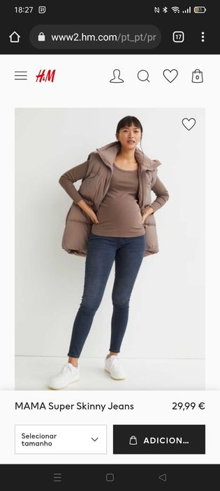 Calças ganga/ jeans skinny maternidade portes envio incluídos