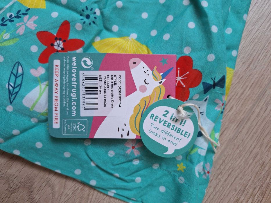 Sukienka dwustronna FRUGI r. 98/104 (3-4 lata) - NOWA