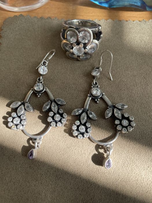 Серебряный компоект с горным хрусталем