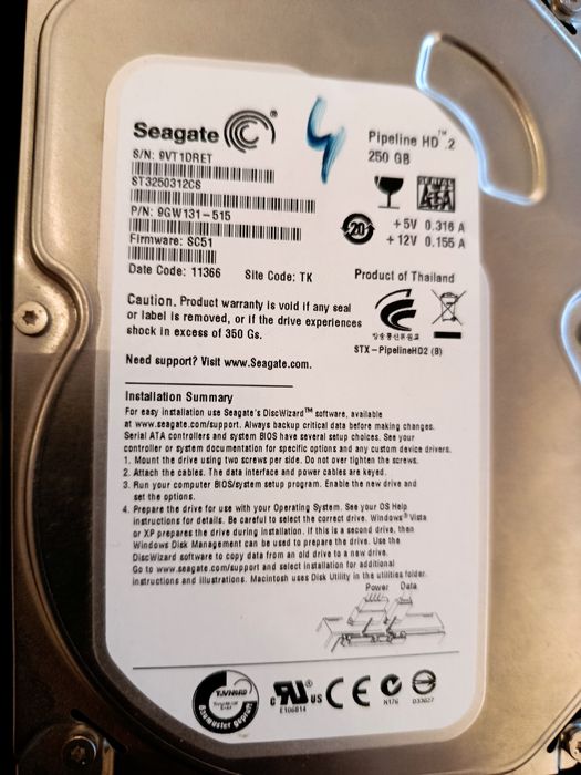 Seagate Pipeline HD.2 250GB SATA Hard Drive
