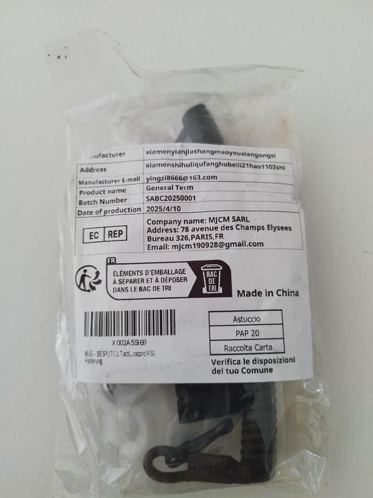 Lanyard Tático em Espiral com 2 Mosquetões de Segurança - Novo