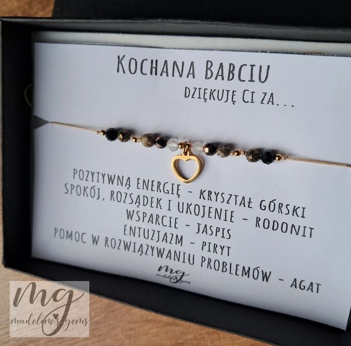 Bransoletka z kamieni naturalnych dla babci na dzień babci