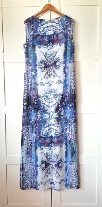 Nowa Długa Sukienka Narzutka Plażowa z Pięknym Wzorem Bandolera L/XL