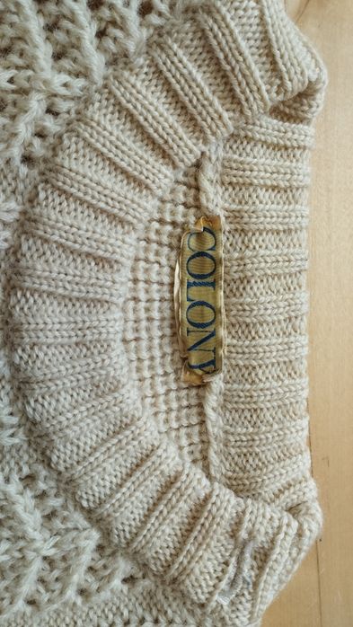 Sweter 100% wełna ecru maślany M L