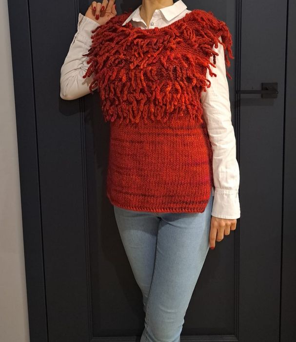 Kamizelka Miss Sixty L bezrękawnik czerwony wełna wool