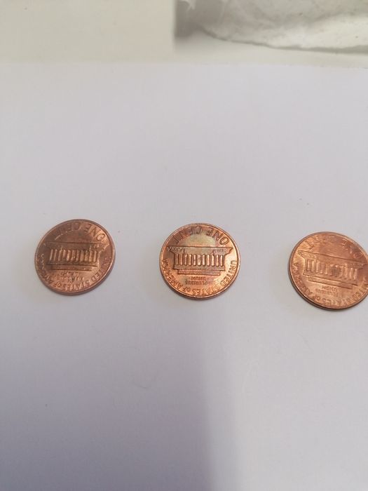 3 moedas One Cent 1981 - USA Abraham Lincoln