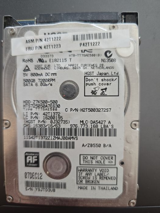 Disco Rígido 2.5” HGST 500GB SATA III – 7200RPM (Portátil)