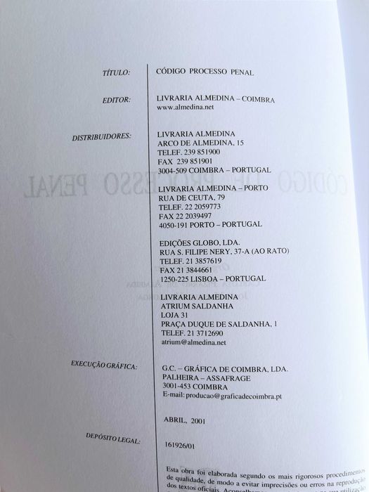Código de Processo Penal - 2001