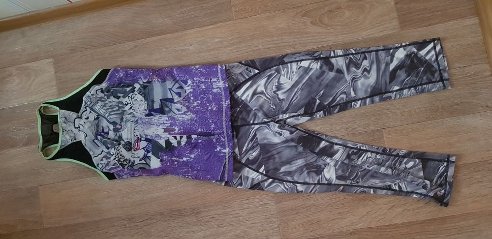 Комплект для фитнесса, лосины+майка спортивные