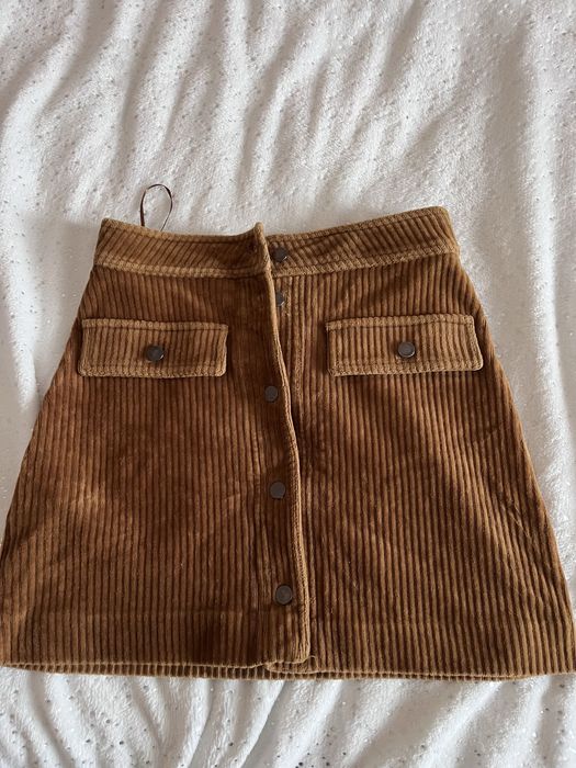 Вельветова спідниця Mango карамельного кольору