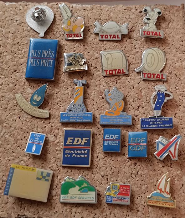 22 Pins antigos de marcas Francesas: EDF, Total