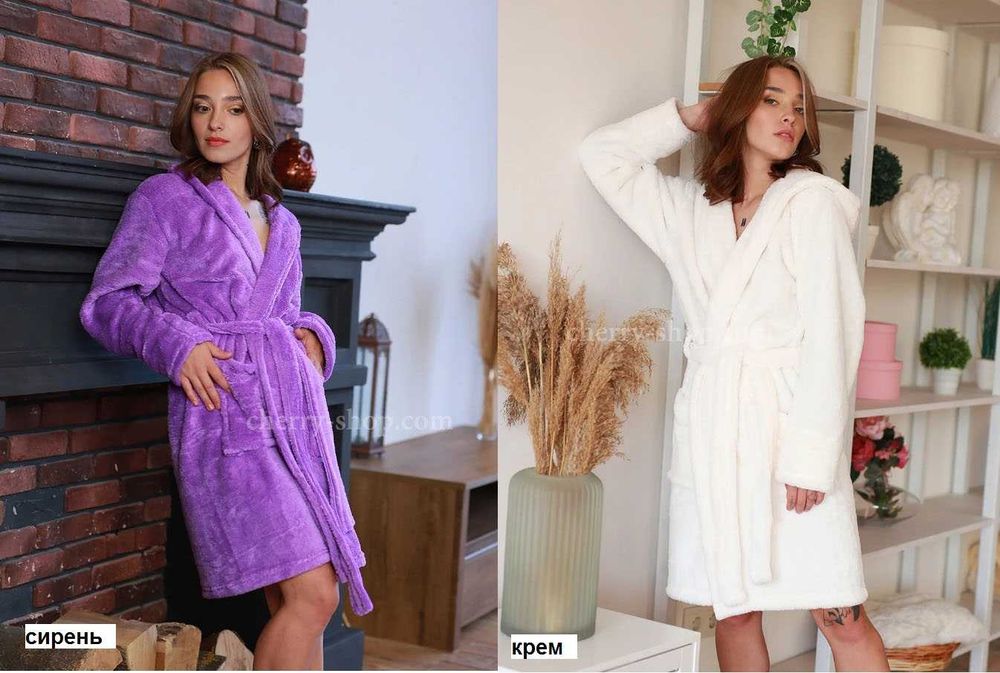 Махровый мягкий и стильный женский халат на запах