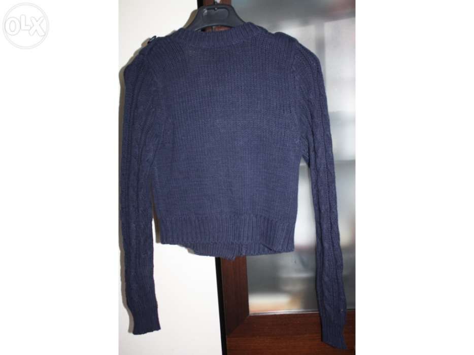 Casaco algodão e acrílico azul marinho ZARA tamanho S