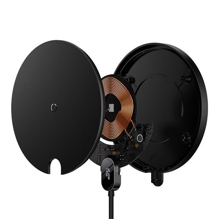 Bezprzewodowa ładowarka indukcyjna Baseus Digital LED 15W (czarna)