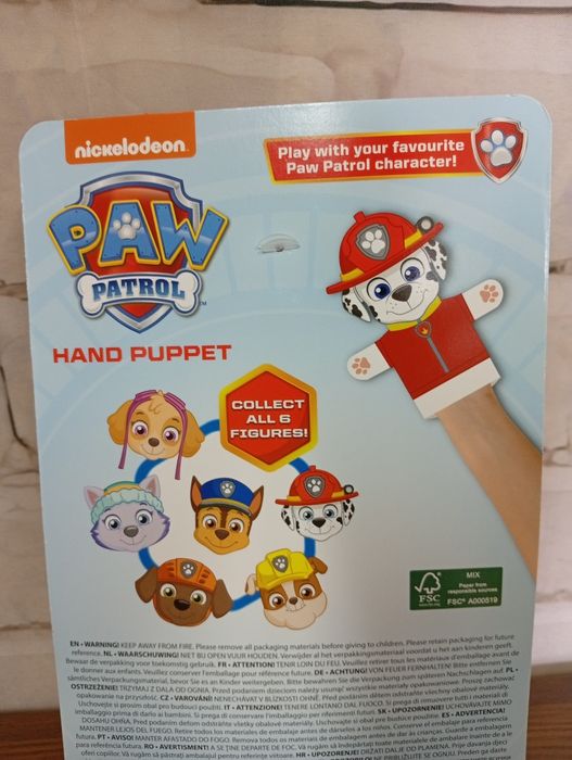Pacynka na rękę - psi patrol - piesek Marshall 28cm