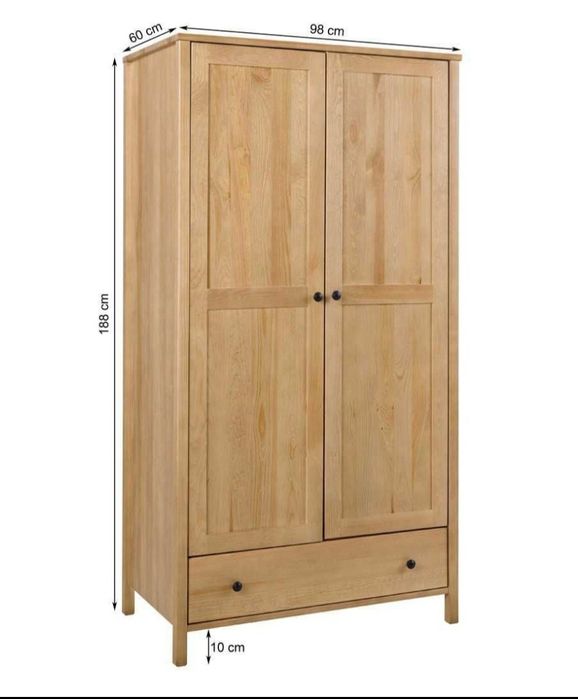 Bieliźniarka ubraniowa, drewniana sosnowa, lite drewno