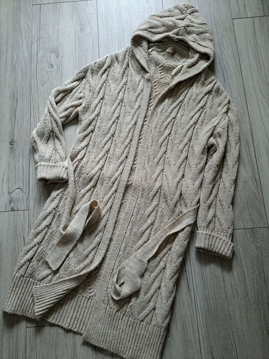 CULT długi kardigan XXL z kapturem