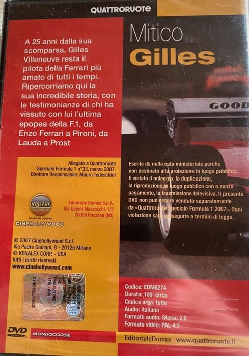 DVD Mitico Gilles Villeneuve