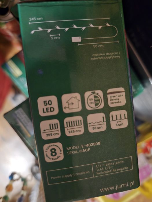 Lampki choinkowe 50led na baterie z timerem