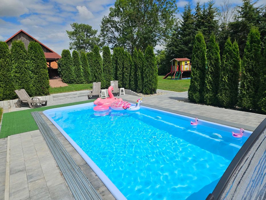 Wakacje 2026 Mazury/ Dom na jeziorem/ plaża/ BASEN/ BANIA/ Pomost łódź