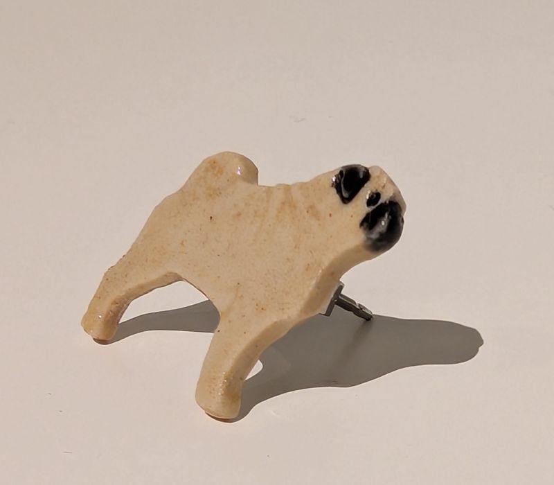 Kolczyki wkręty pieski pies buldog francuski dla dziewczynki