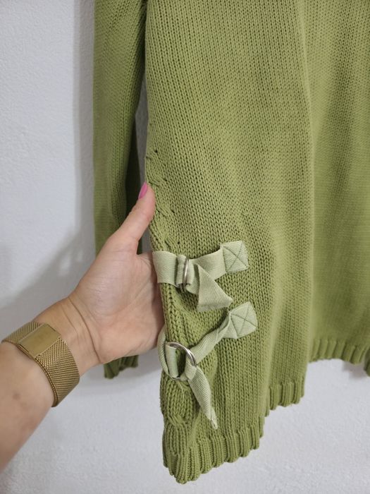 Jasno zielony sweter damski oliwkowy sweter y2k vintage