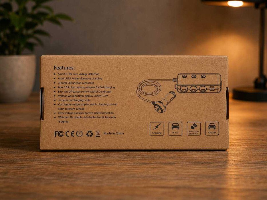 Rozdzielacz gniazda zapalniczki BOLTHO 3x12V + 4xUSB 12V/24V