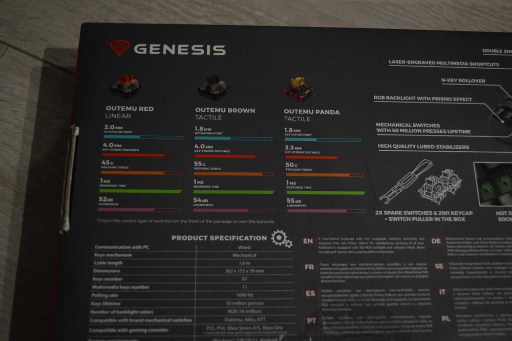 Klawiatura GENESIS Thor 230 TKL Outemu Brown Czarny