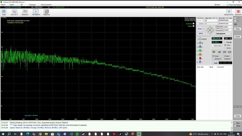 Жорсткий диск TOSHIBA 500GB