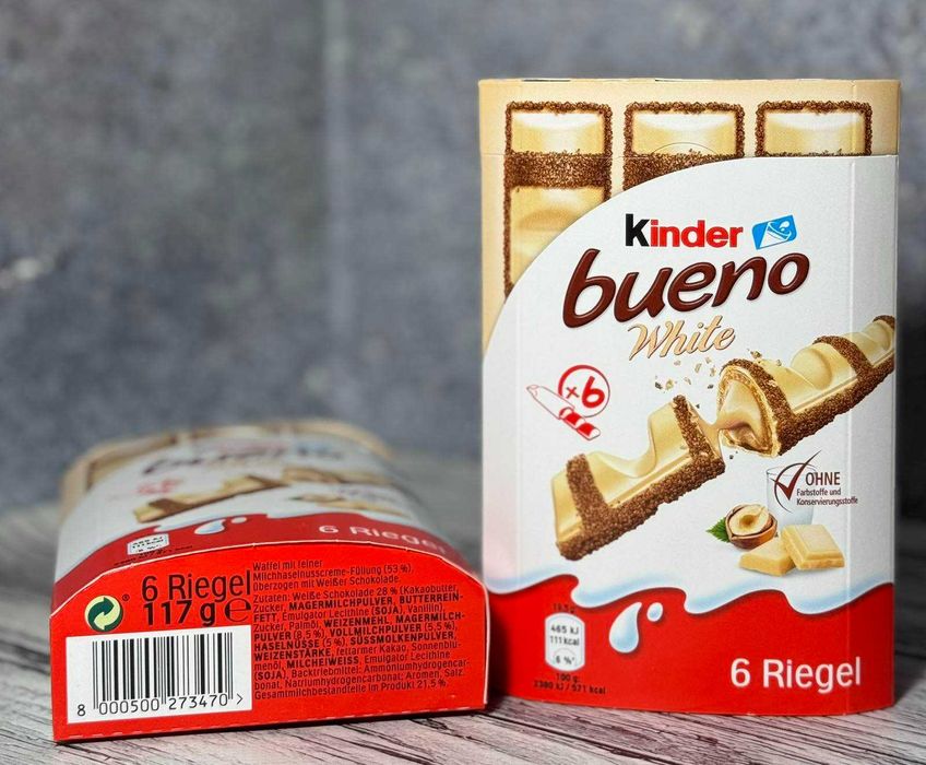 Батончики Кіндер Bueno White у білому шоколаді 117 г