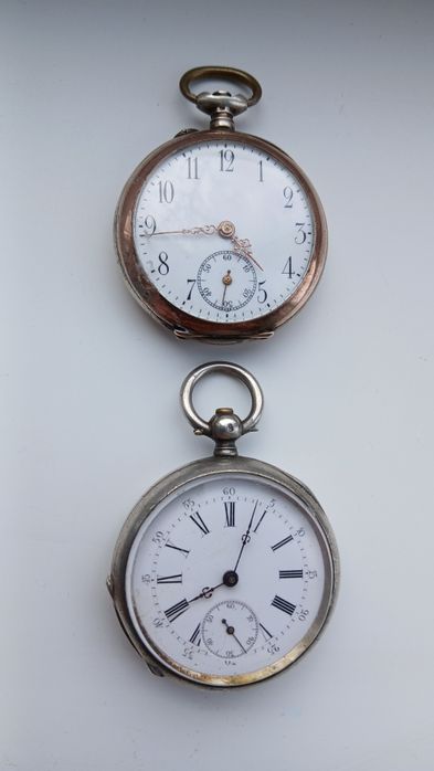 Карманные серебрянные часы