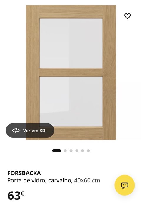 Porta de vidro carvalho cozinha IKEA 40x60cm