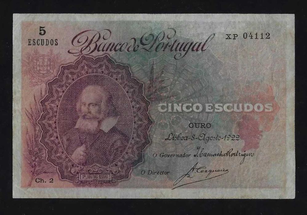 nota 5 escudos 1922 mbc
