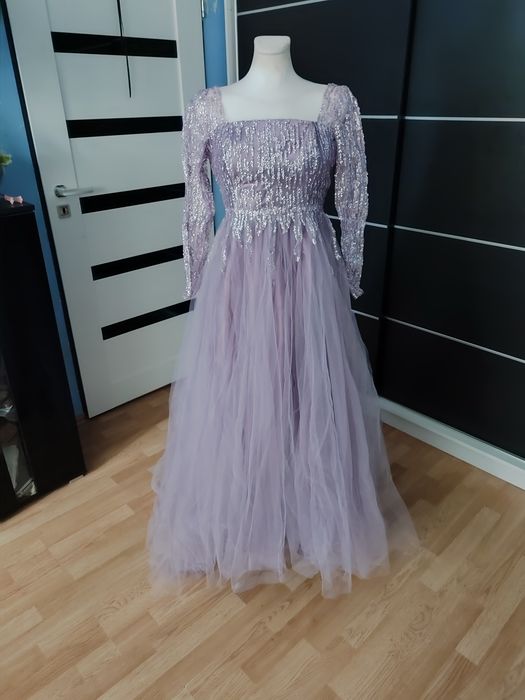 Suknia maxi wrzosowa