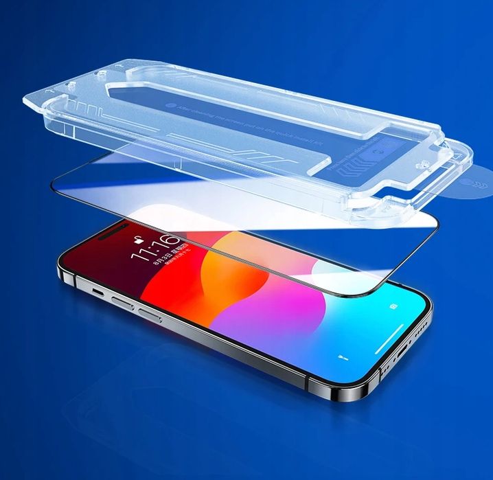 Szkło Hartowane Pełne Do Iphone 16E / 17E Z Ramką Do Montażu Aplikator