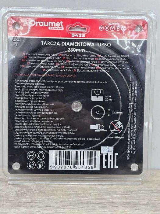 Tarcza tnąca Draumet 5435 230x22,2 mm