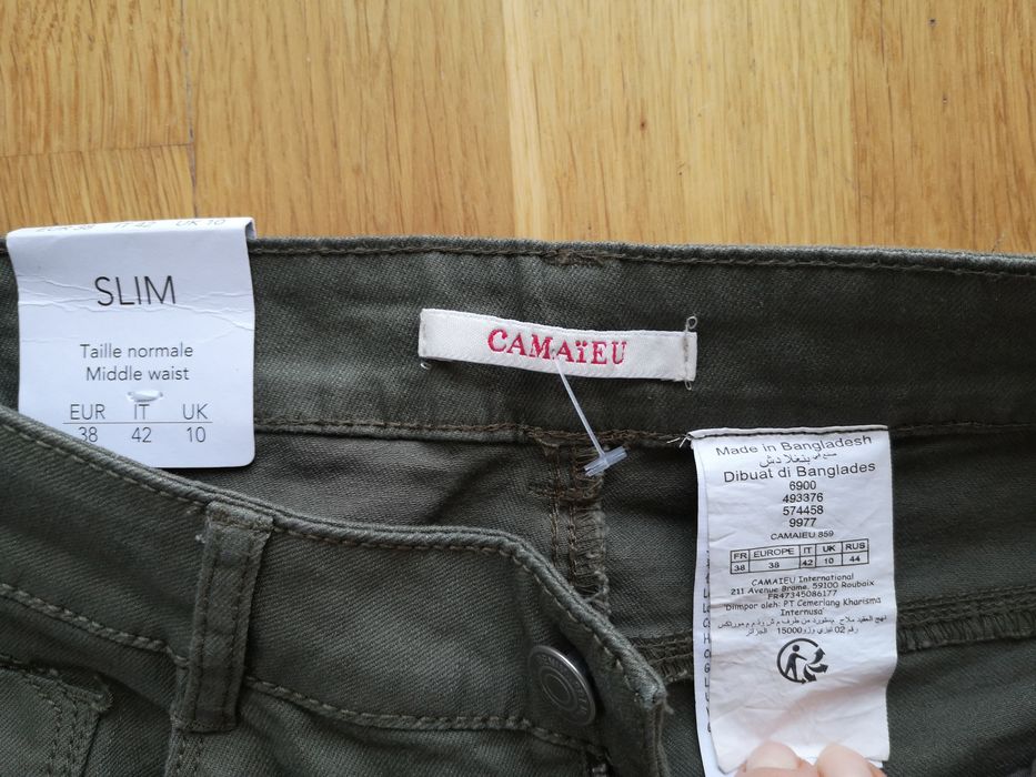 Spodnie damskie slim/ khaki/ Camaieu 36/38/nowe
