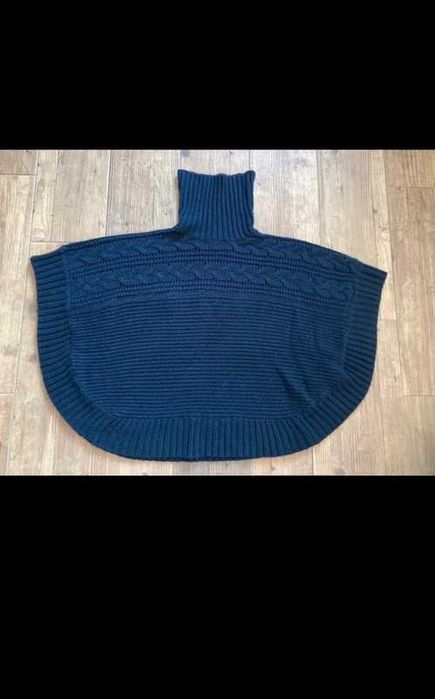 Ponczo z golfem jesień zima czarne