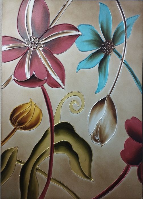 Tela pintada de flores