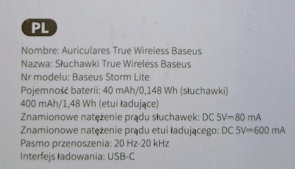 Słuchawki TWS Baseus Bowie M2, ANC białe